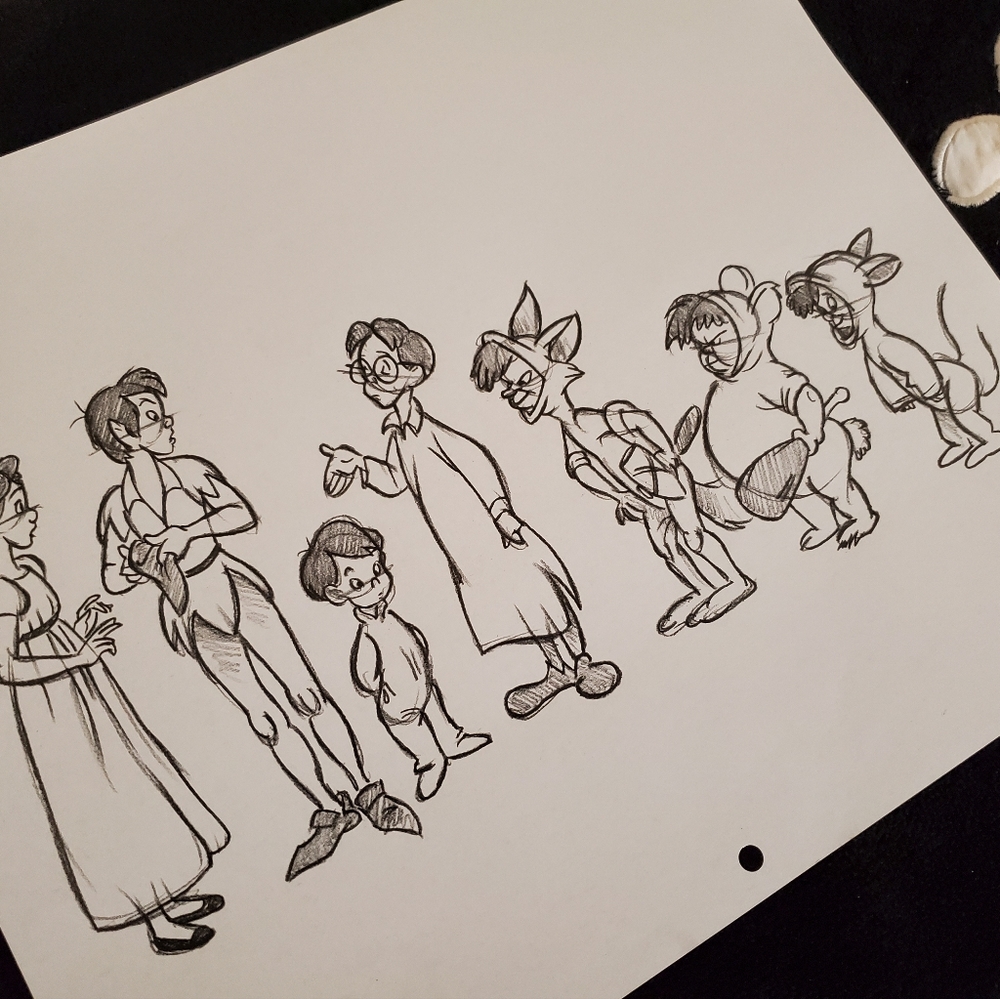 Disney Peter Pan Character Sheet Drawing/Sketch animation signed art Lost Boys - Picture 2 of 6